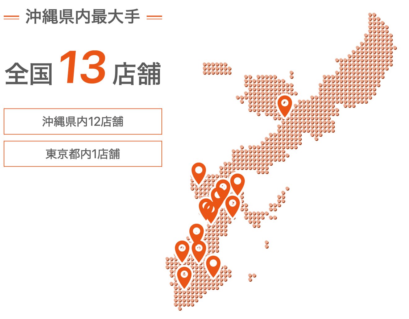 沖縄県内12店舗のマップ